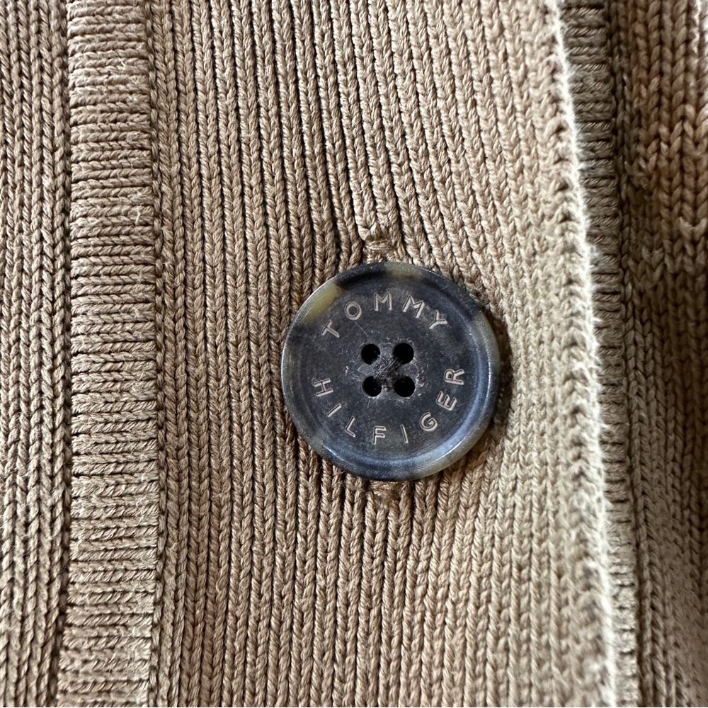 Tommy Hilfiger Monogramed Relaxed Fit Beige Knit Cardigan Sz 3X - Picture 4 of 15